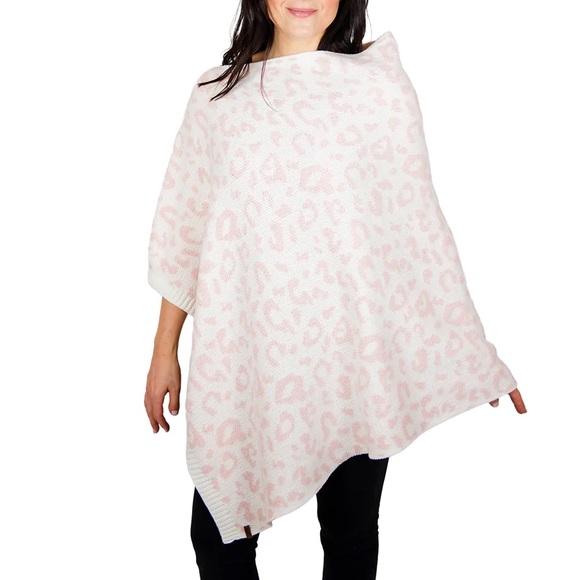 Pudu’s Faux Cashmere Poncho ~ Pink Cheetah Print - Picture 1 of 2